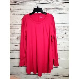 Lane Bryant Pink Crew Neck Relaxed Fit Long‎ Sleeve Tunic Top Women's Size 10/12